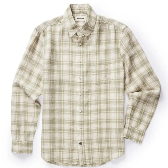 Taylor Stitch The Jack In Palm Plaid 100% Linen 46